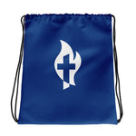 Cross & Flame Blue Drawstring bag