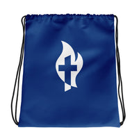 Cross & Flame Blue Drawstring bag